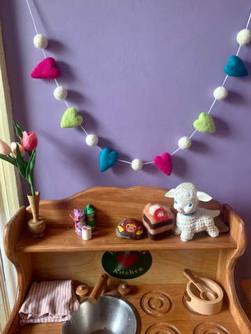 Needle Felted Heart Garland