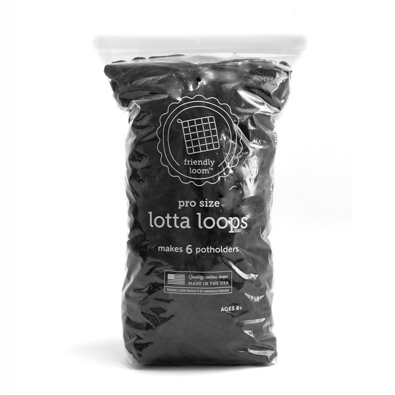 Black (PRO Size) - Lotta Loops by Friendly Loom™ - Makes 6 Potholders-Weaving-Friendly Loom-Acorns & Twigs