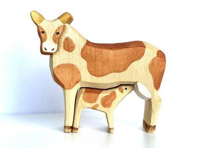 Cow With Baby Cow-Small World Play-PoppyBabyCo-Acorns & Twigs