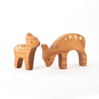 Deer with baby deer, set of 2-Small World Play-PoppyBabyCo-Acorns & Twigs