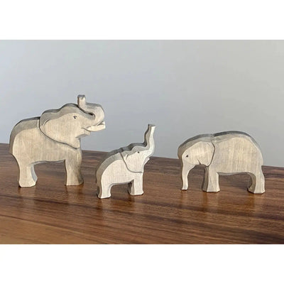 Elephants set of 3-Small World Play-PoppyBabyCo-Acorns & Twigs