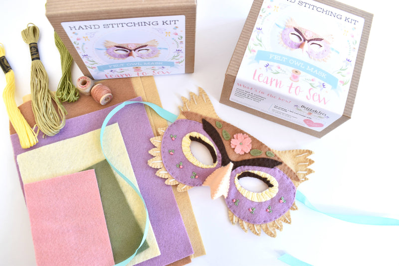 Felt Owl Mask Hand Sewing Kit-Felt Craft-DelilahIris Designs-Acorns & Twigs