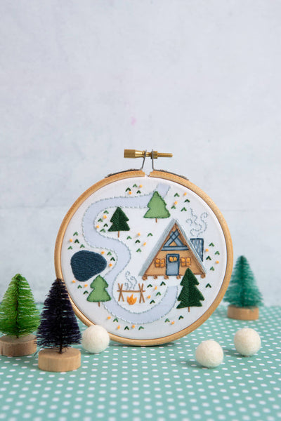 Log Cabin Mini Embroidery Kit-Embroidery-Hawthorn Handmade-Acorns & Twigs