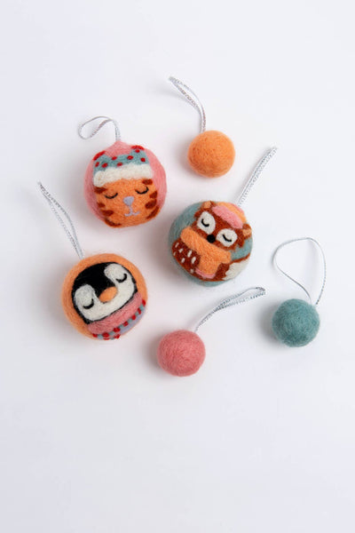 PRE-ORDER Animal Christmas Baubles Needle Felting Kit-Needle Felting-Hawthorn Handmade-Acorns & Twigs