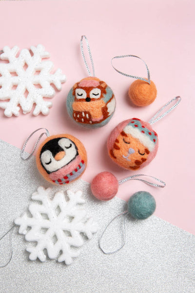 PRE-ORDER Animal Christmas Baubles Needle Felting Kit-Needle Felting-Hawthorn Handmade-Acorns & Twigs