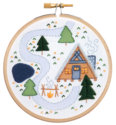 PRE-ORDER Log Cabin Mini Embroidery Kit-Embroidery-Hawthorn Handmade-Acorns & Twigs