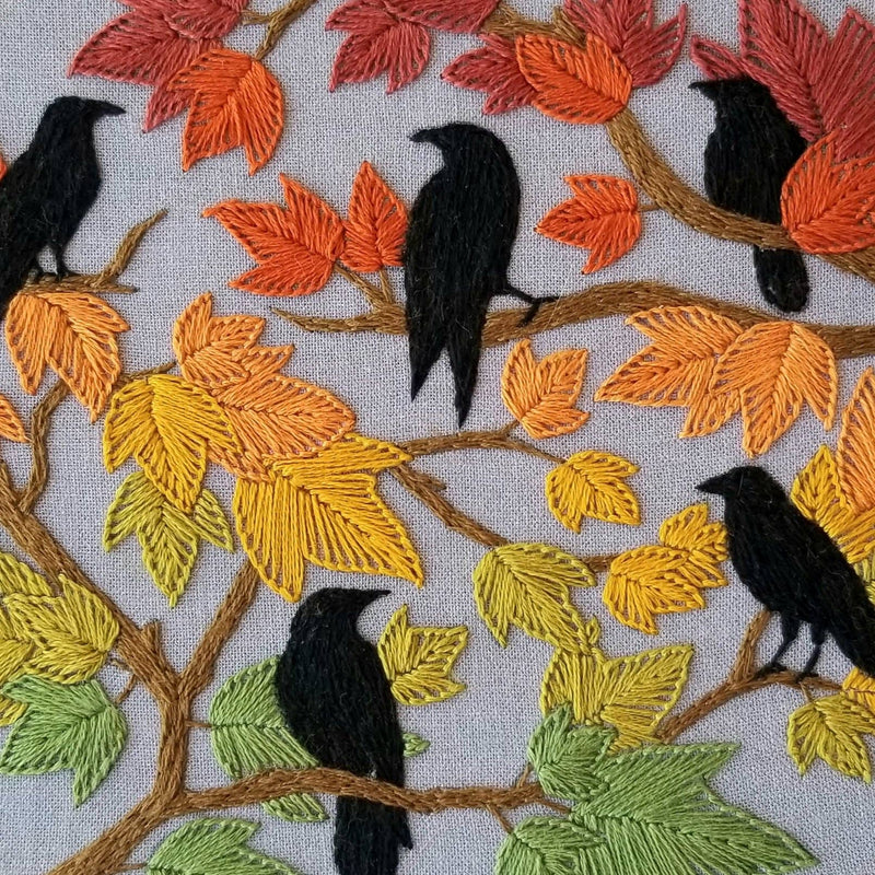 PRE-Order Autumn Birds Embroidery Kit: Grey-blue-Embroidery-Jessica Long Embroidery-Acorns & Twigs