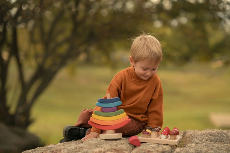 Rainbow Tree Stacker-Wooden blocks-PoppyBabyCo-Acorns & Twigs