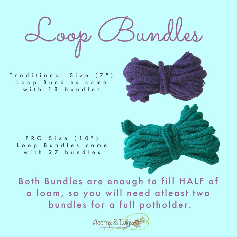 10" Single Color Potholder Loop Bundles (PRO Size)-Weaving-Friendly Loom-Acorns & Twigs