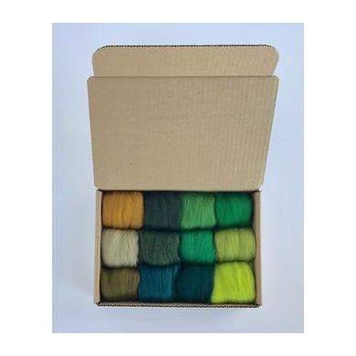 12 Green Tones Color Set - Wool Top-Pre-Packaged Wool Sets-Acorns & Twigs-Acorns & Twigs