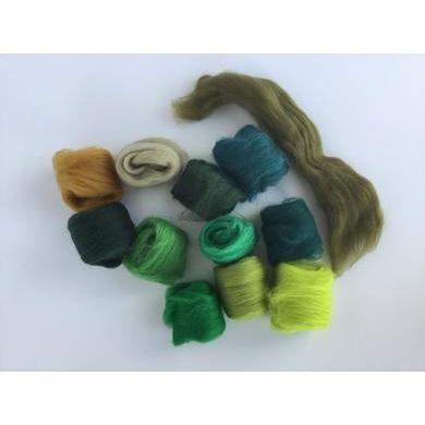 12 Green Tones Color Set - Wool Top-Pre-Packaged Wool Sets-Acorns & Twigs-Acorns & Twigs