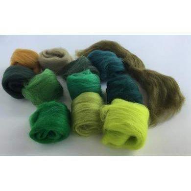 12 Green Tones Color Set - Wool Top-Pre-Packaged Wool Sets-Acorns & Twigs-Acorns & Twigs