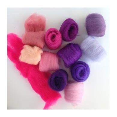 12 Pink & Purple Tones Set - Wool Top-Pre-Packaged Wool Sets-Acorns & Twigs-Acorns & Twigs