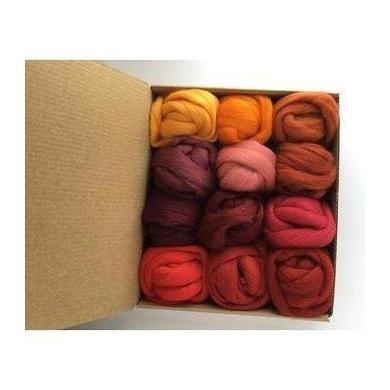 12 Red & Orange Tones Large Set - Wool Top-Pre-Packaged Wool Sets-Acorns & Twigs-Acorns & Twigs