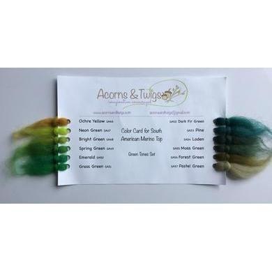 12 oz Green Tones Merino Top-Pre-Packaged Wool Sets-Acorns & Twigs-Acorns & Twigs