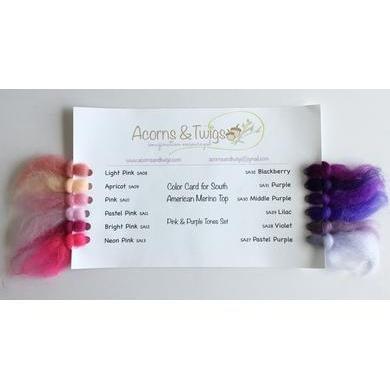 12 oz Pink & Purple Tones Merino Top-Pre-Packaged Wool Sets-Acorns & Twigs-Acorns & Twigs