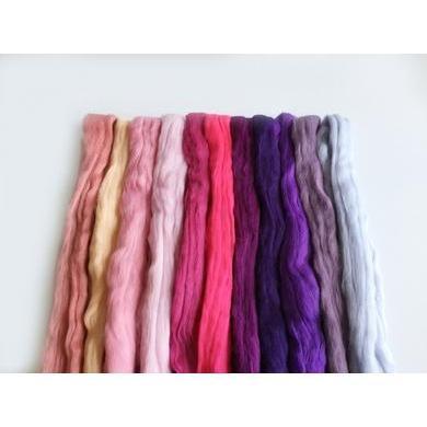 12 oz Pink & Purple Tones Merino Top-Pre-Packaged Wool Sets-Acorns & Twigs-Acorns & Twigs