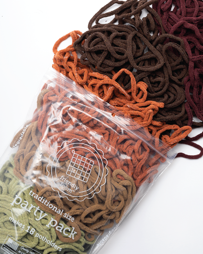 7" Earthtones (Traditional Size) Party Pack Loops by Friendly Loom™ - Makes 18 potholders-Weaving-Friendly Loom-Acorns & Twigs