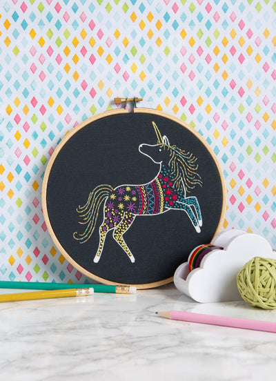 Black Unicorn Embroidery Kit-Embroidery-Hawthorn Handmade-Acorns & Twigs