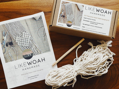 DIY Macrame Heart Wall Hanging Kit-Macrame-Likewoah Handmade-Acorns & Twigs