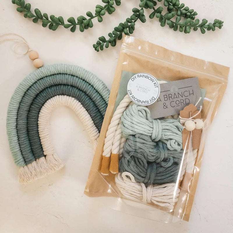 DIY Macrame Rainbow Kit - Jade-Macrame-A Branch & Cord-Acorns & Twigs