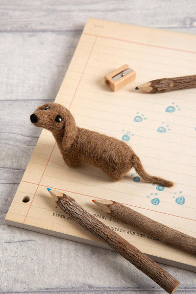 Dachshund Felting Kit-Needle Felting-Hawthorn Handmade-Acorns & Twigs