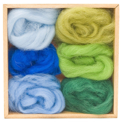 Forest & Sky Corriedale Wool Roving - 6 Pack Assorted-Pre-Packaged Wool Sets-WoolPets-Acorns & Twigs