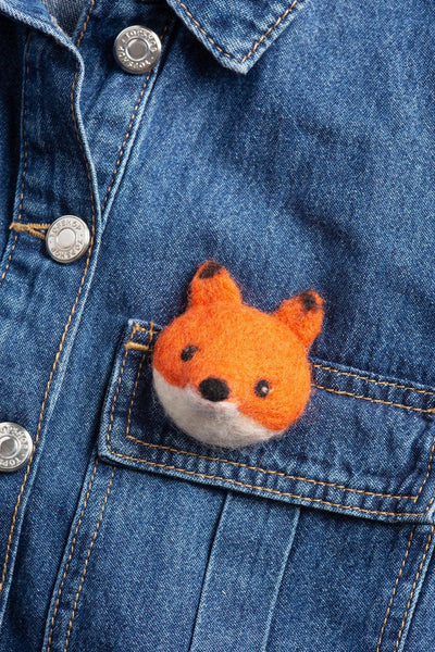 Fox Brooch Felting Kit-Needle Felting-Hawthorn Handmade-Acorns & Twigs