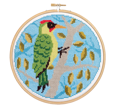 Green Woodpecker Cross Stitch Kit-Cross Stitch-Hawthorn Handmade-Acorns & Twigs