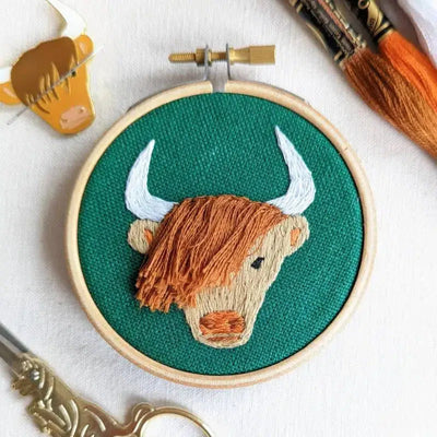 Highland Coo Embroidery Kit-Embroidery-Paraffle-Acorns & Twigs