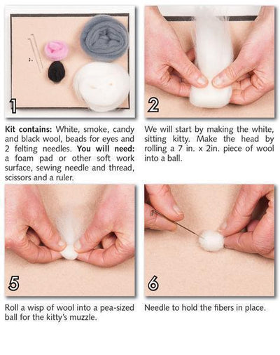 Kitties Needle Felting Kit - EASY-Needle Felting-WoolPets-Acorns & Twigs