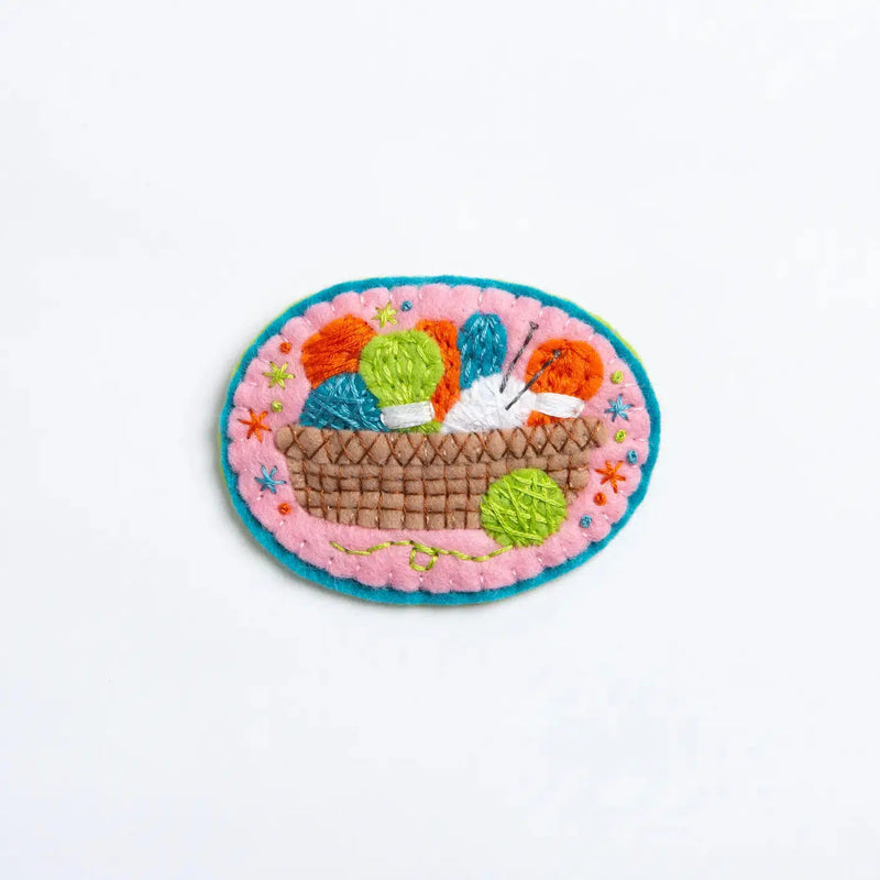 Knitting Basket - Felt Craft Brooch Kit-Felt Craft-Hawthorn Handmade-Acorns & Twigs