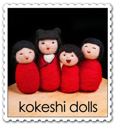 Kokeshi Dolls Needle Felting Kit - EASY-Needle Felting-WoolPets-Acorns & Twigs