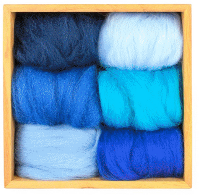 Ocean Corriedale Wool Roving - 6 Pack Assorted-Pre-Packaged Wool Sets-WoolPets-Acorns & Twigs