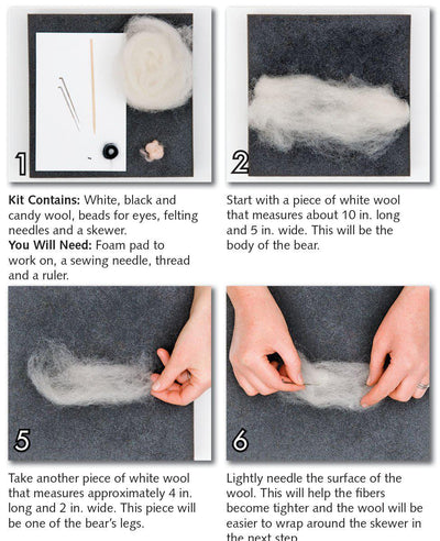 Polar Bear Needle Felting Kit - Intermediate-Needle Felting-WoolPets-Acorns & Twigs