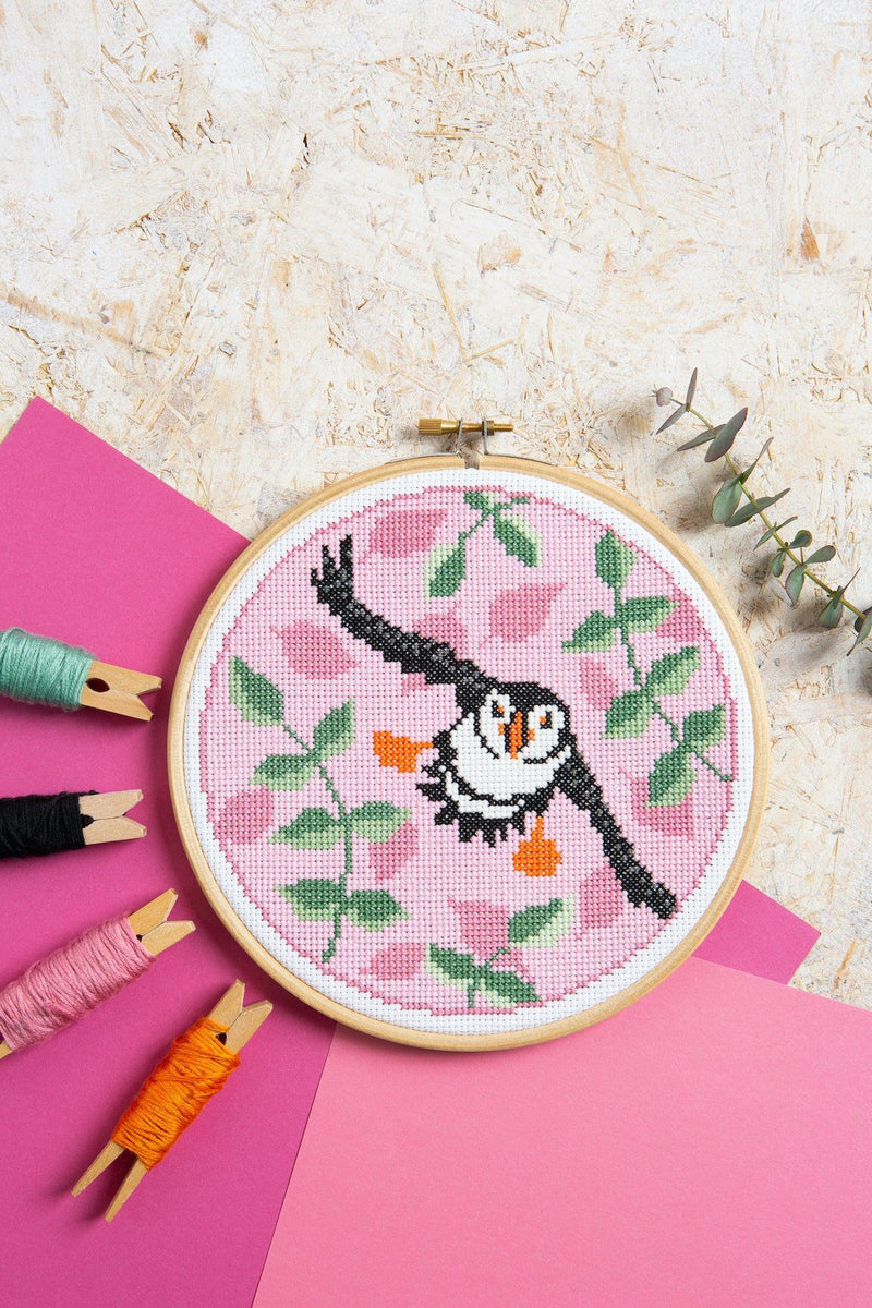 Puffin Cross Stitch Kit-Cross Stitch-Hawthorn Handmade-Acorns & Twigs