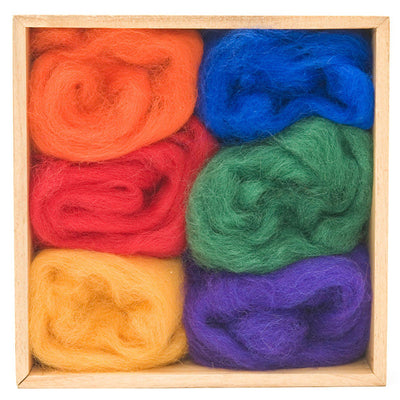 Rainbow Corriedale Wool Roving - 6 Pack Assorted-Pre-Packaged Wool Sets-WoolPets-Acorns & Twigs