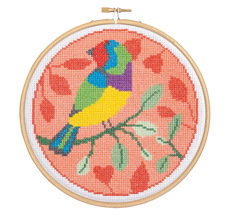 Rainbow Finch Cross Stitch Kit-Cross Stitch-Hawthorn Handmade-Acorns & Twigs