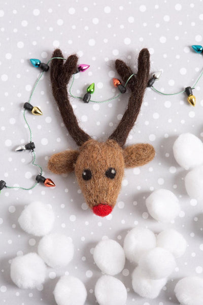 Rudolph Brooch Felting Kit-Needle Felting-Hawthorn Handmade-Acorns & Twigs