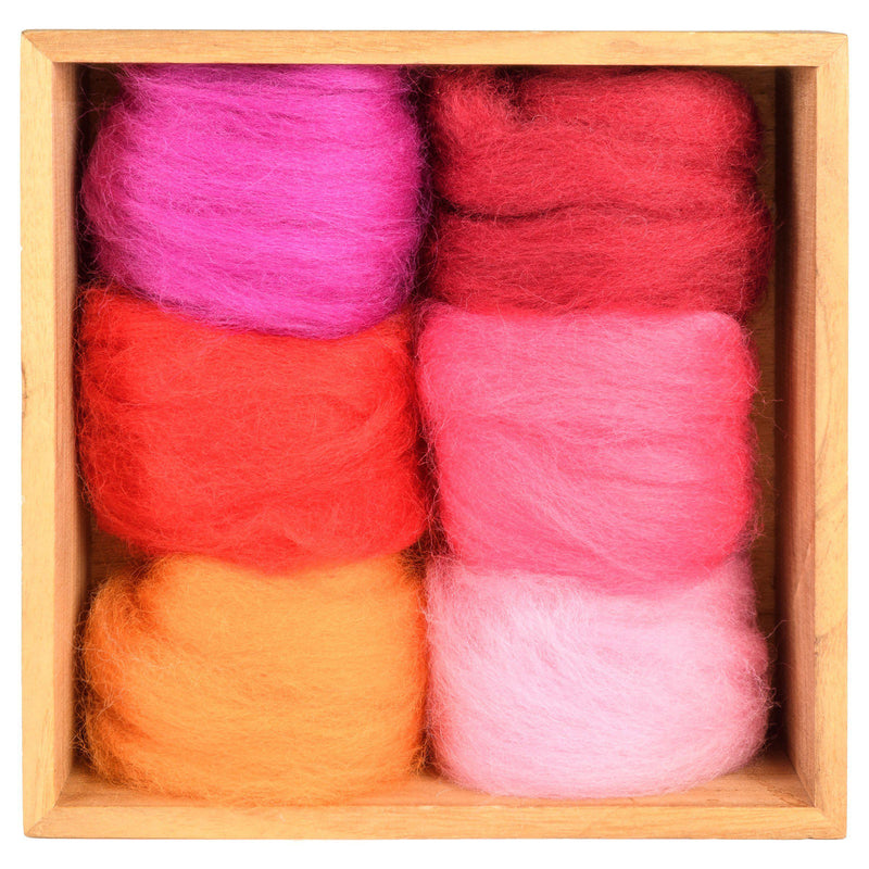 Sunset Corriedale Wool Roving - 6 Pack Assorted-Pre-Packaged Wool Sets-WoolPets-Acorns & Twigs