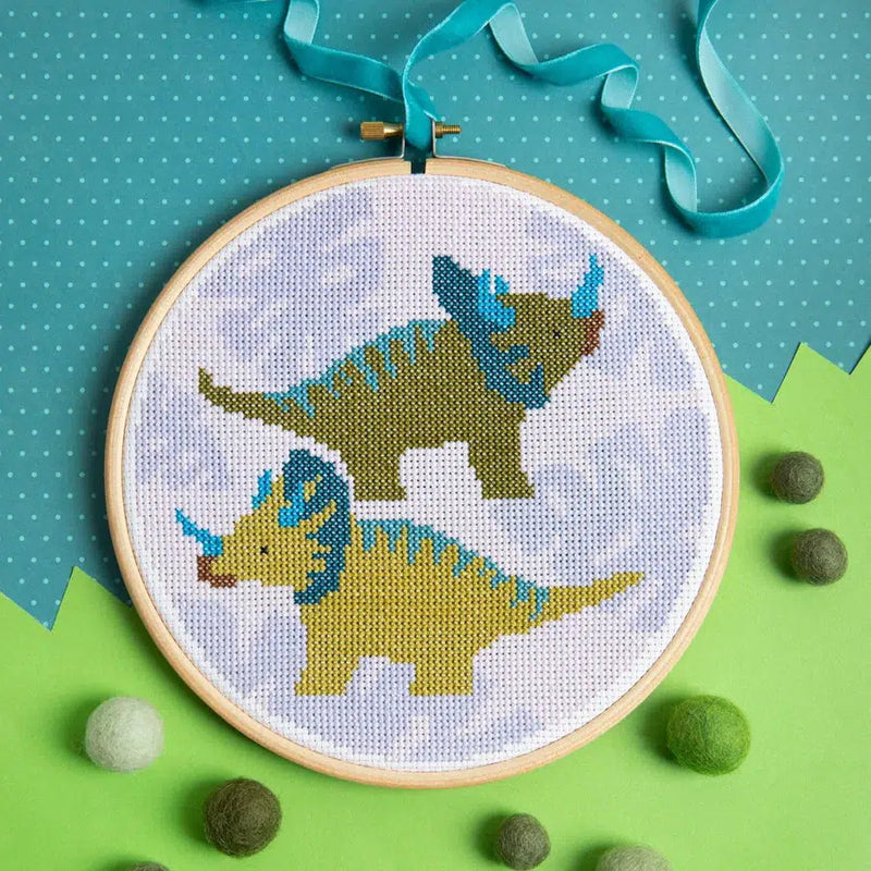 Triceratops Cross Stitch Kit-Cross Stitch-Hawthorn Handmade-Acorns & Twigs