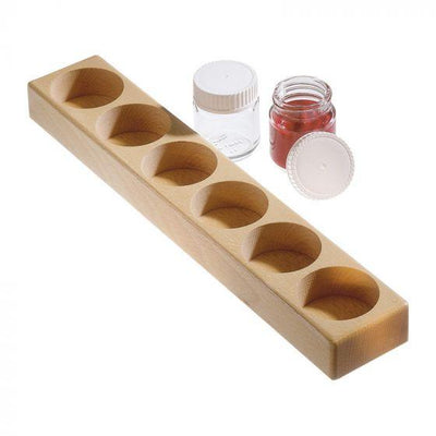 Wooden Holder for 6 Paint Jars w/ Lids-Painting-Mercurius-Acorns & Twigs